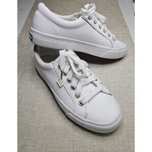Keds Jump Kick Womens Size 6 White Gold Athletic Leather Shoes Sneakers
